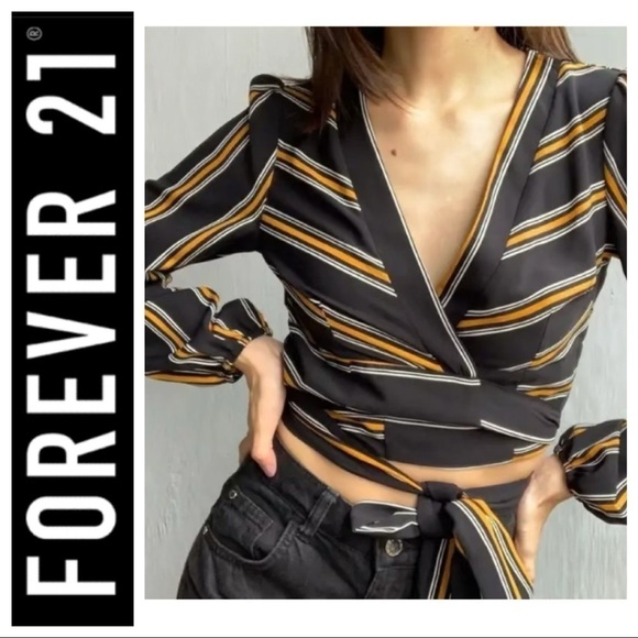 Forever 21 Striped Wrap Top - Picture 1 of 8